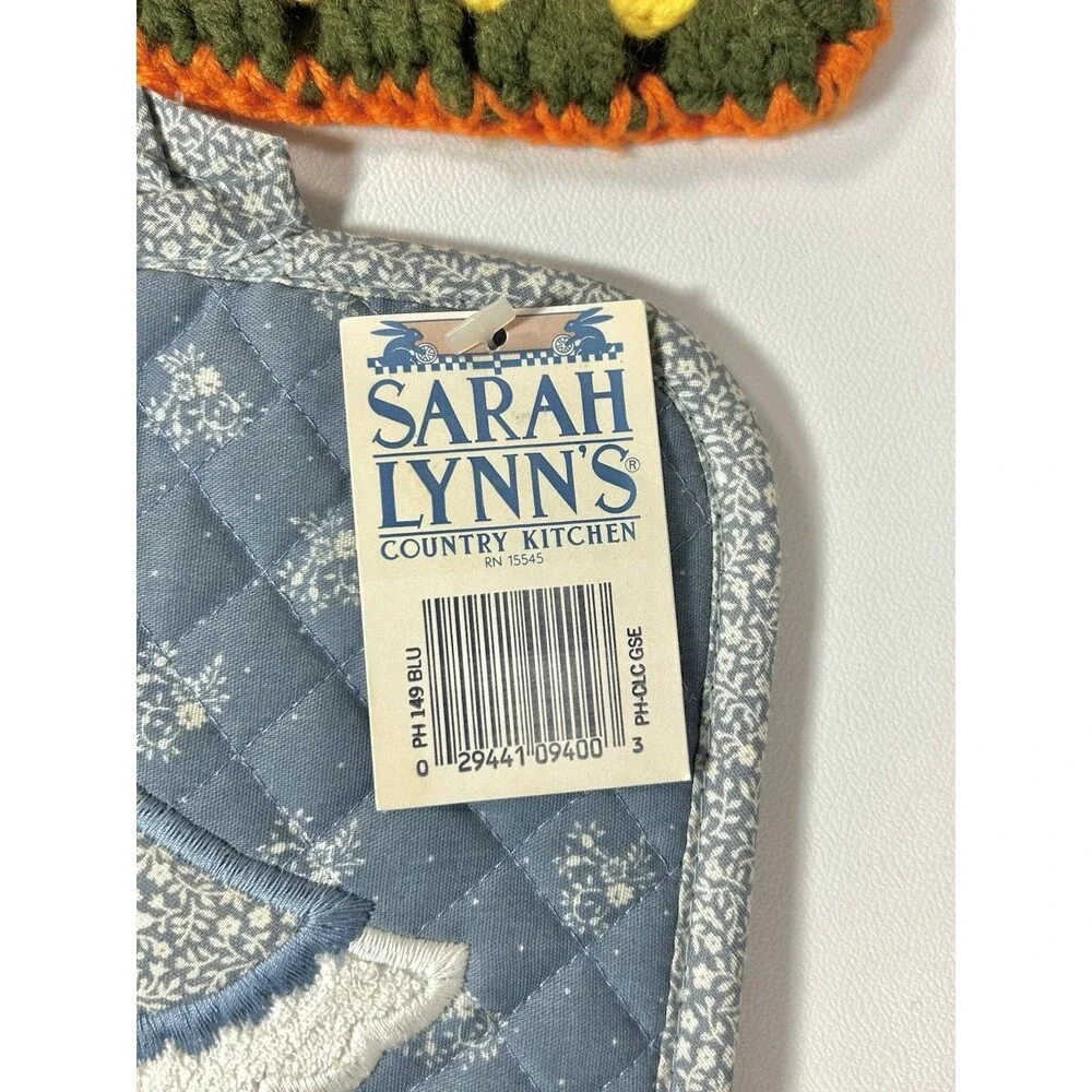 Pot Holders Crochet, Quilted Duck Granny Core Lot of 4 Some Handmade